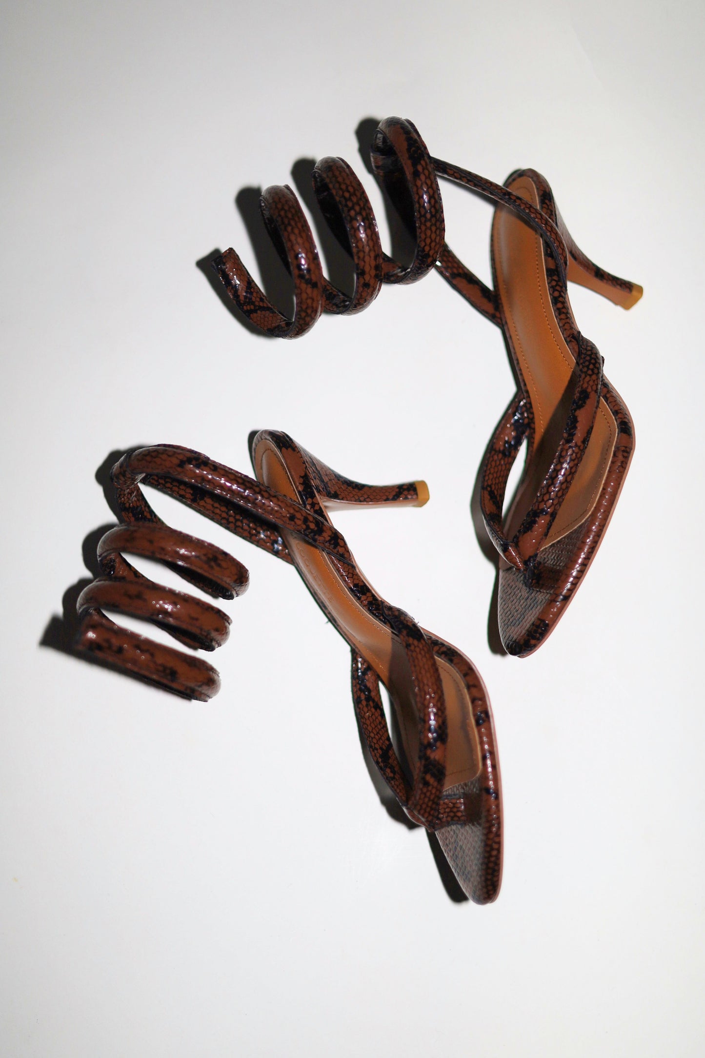 Georgina Brown Snake Thong Heel 75 mm