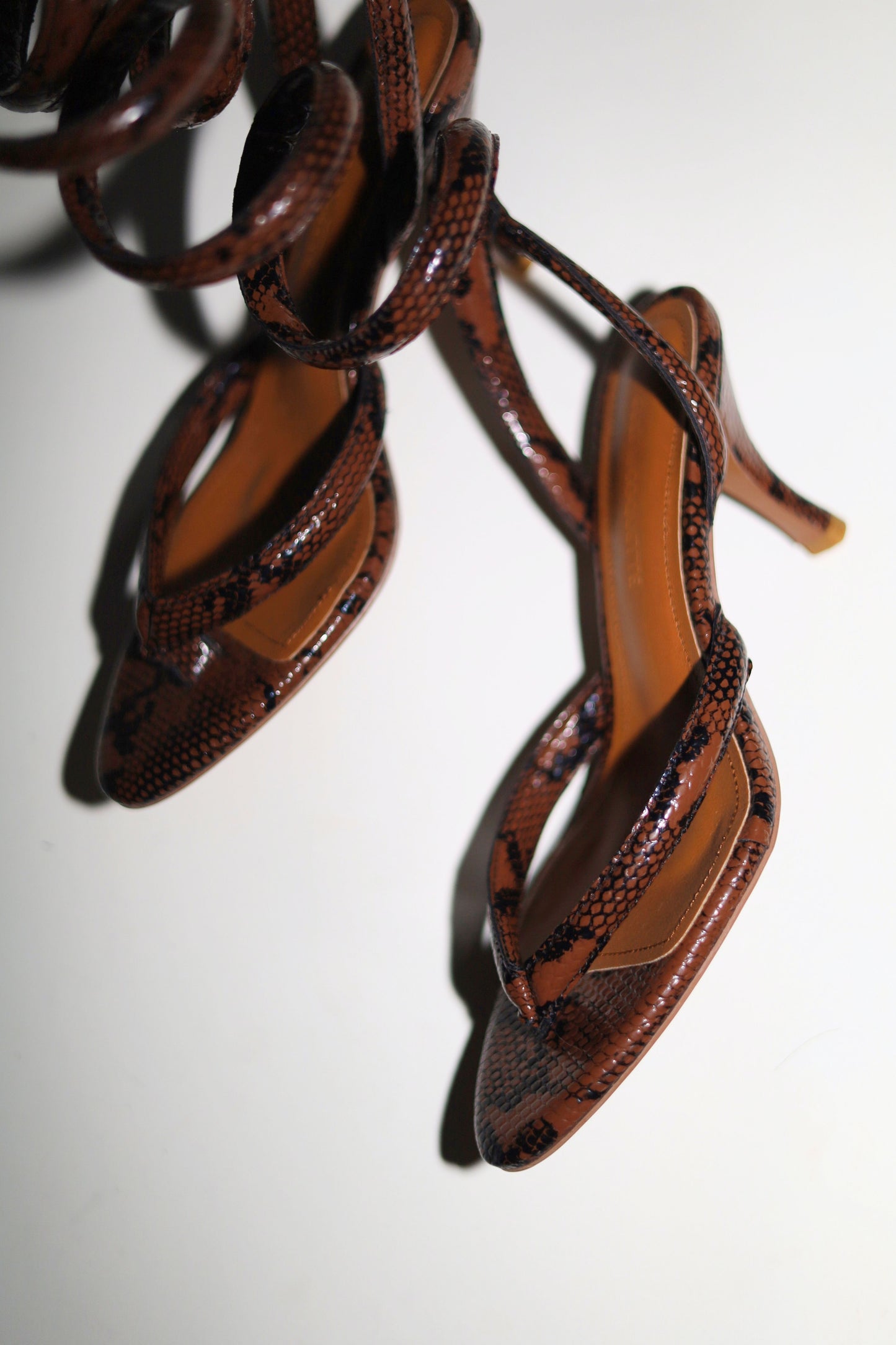 Georgina Brown Snake Thong Heel 75 mm