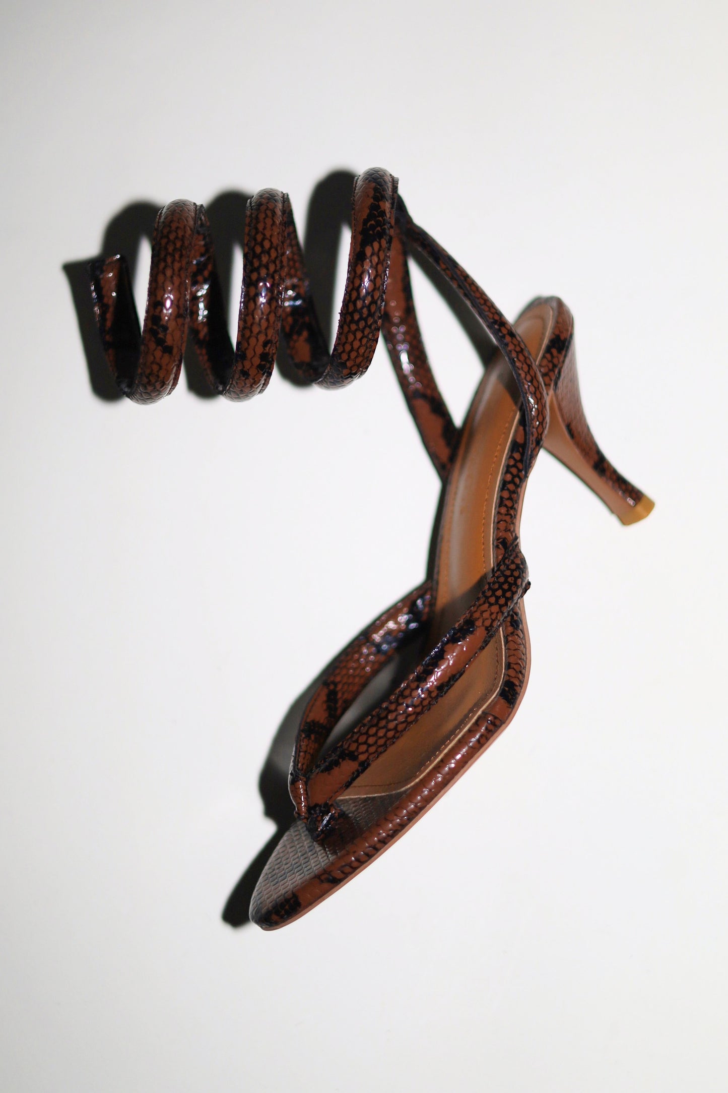 Georgina Brown Snake Thong Heel 75 mm