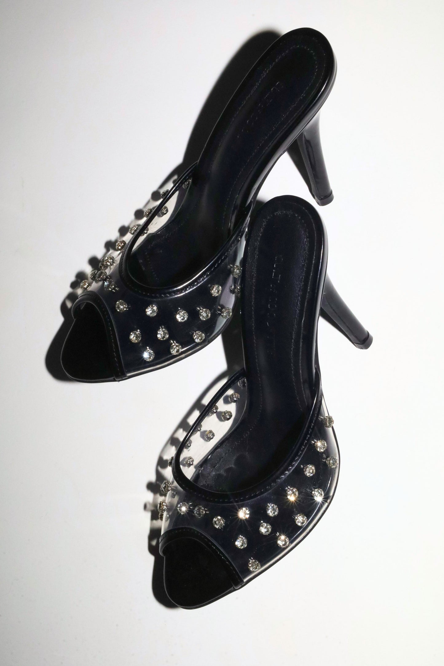 Bella Black Patent Open Toe Mules