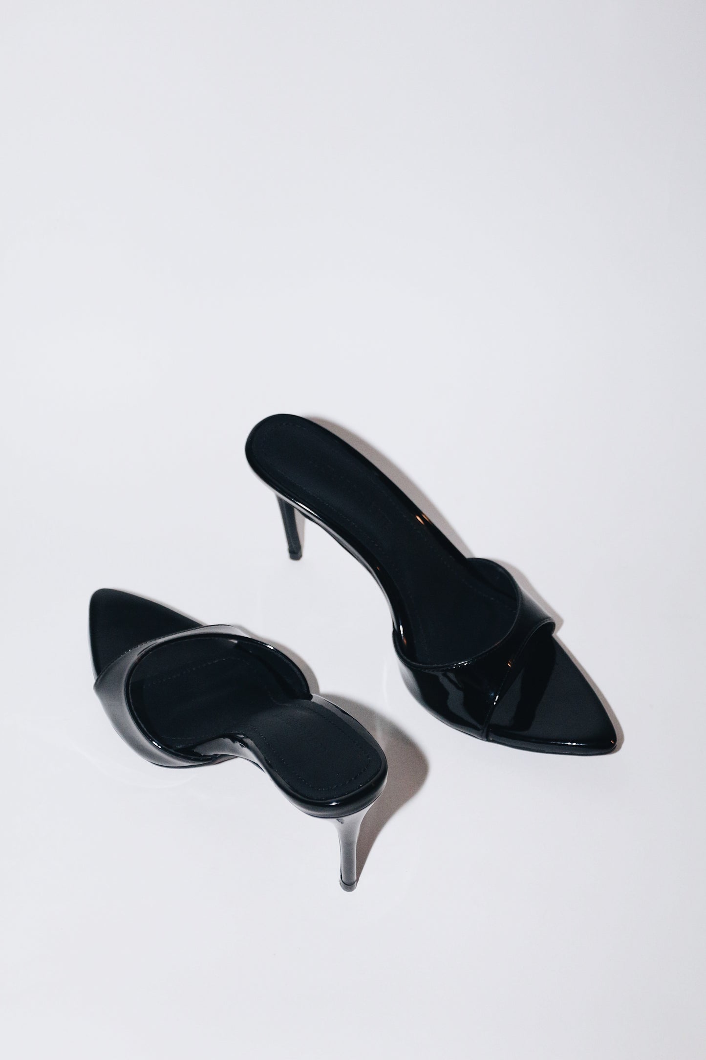 Gia Black Patent Leather Vegan Mules 80 mm