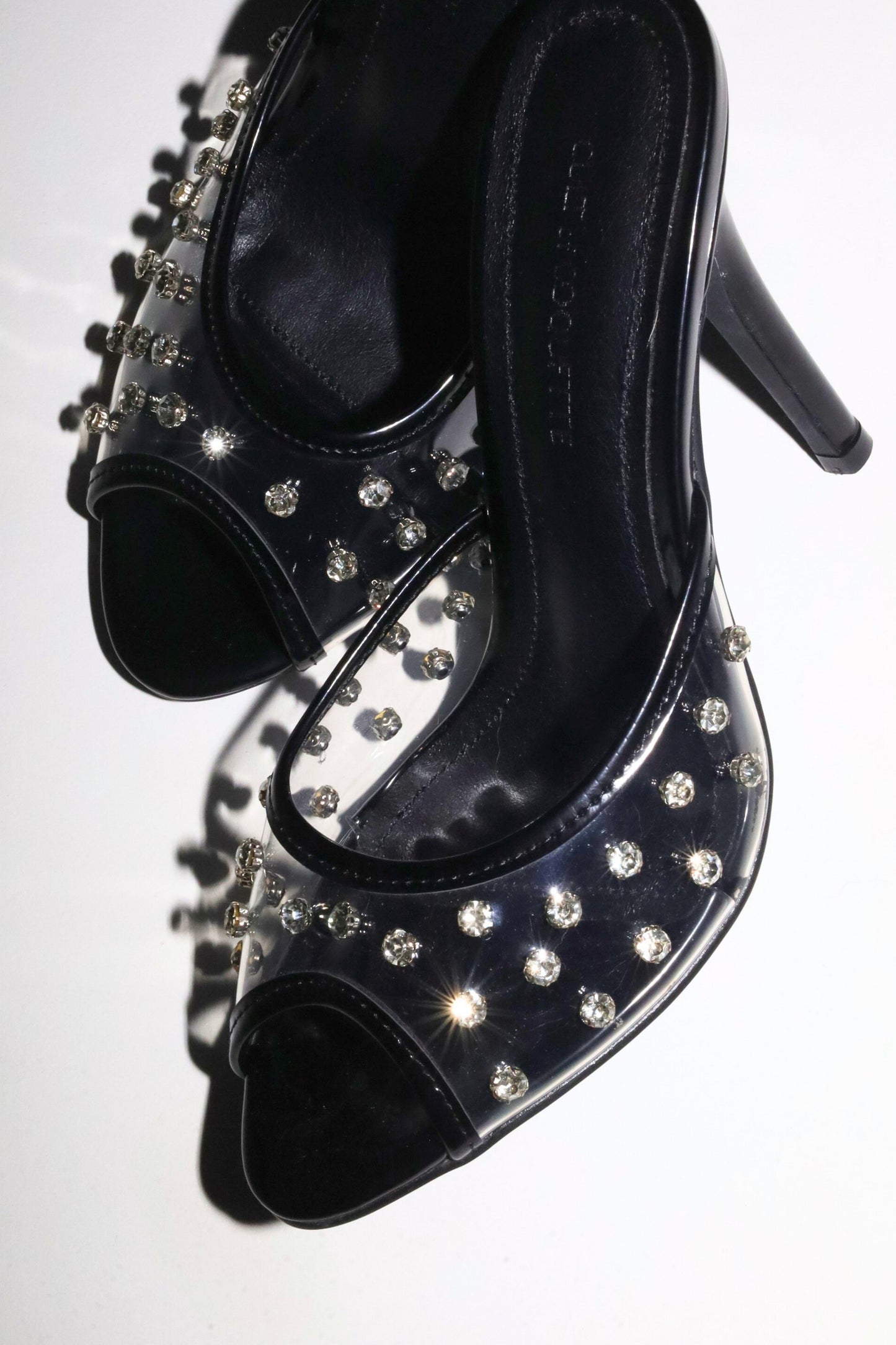 Bella Black Patent Open Toe Mules