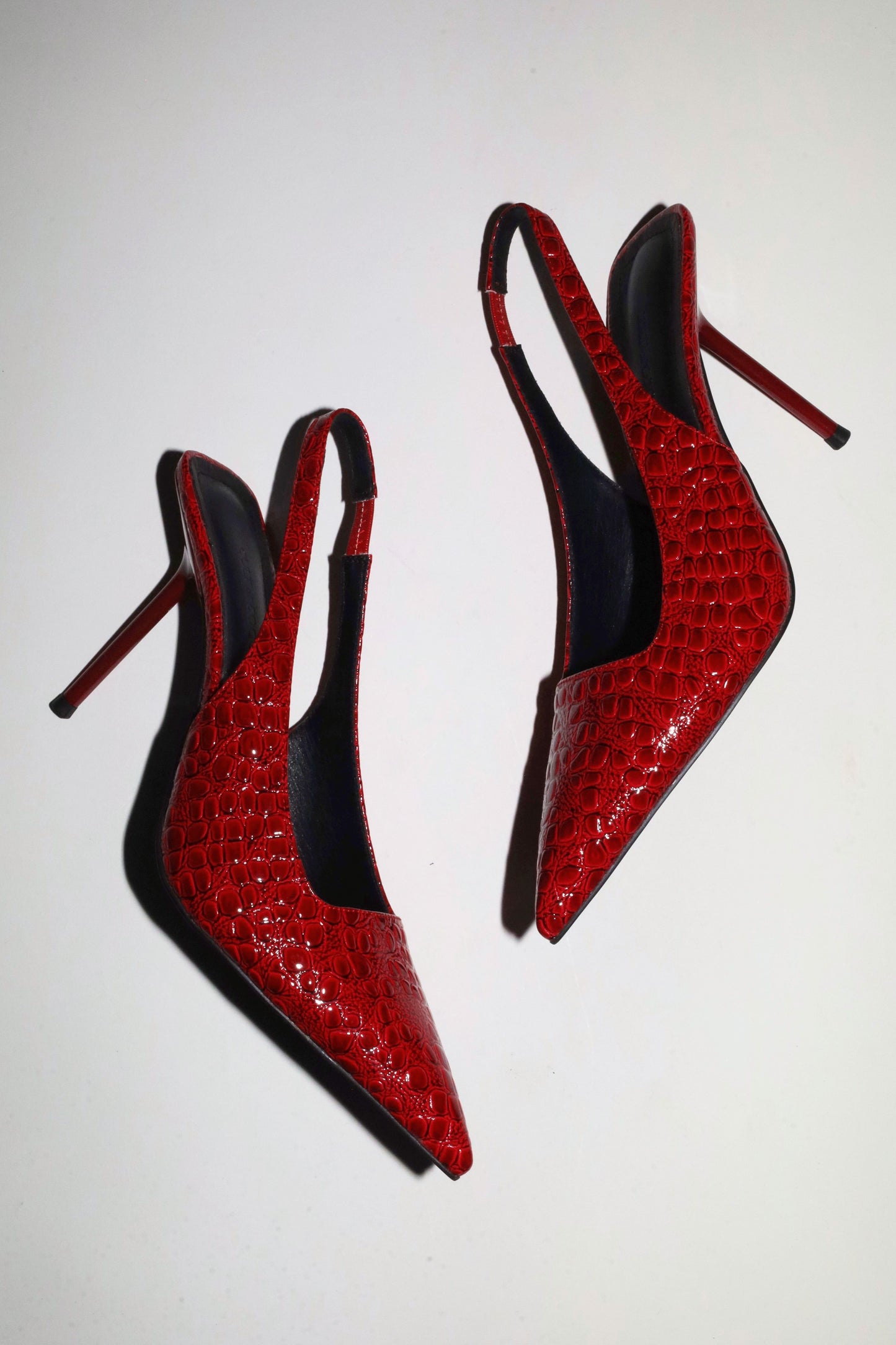 Elsa Slingback Pump Red Croc Patent 100 mm