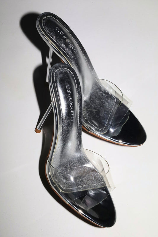 Pia Clear Silver Mules 120 mm