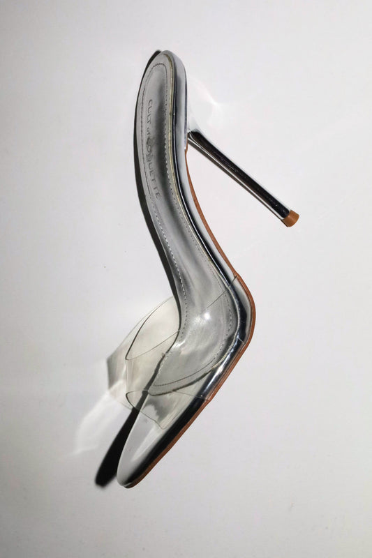 Pia Clear Silver Mules 120 mm