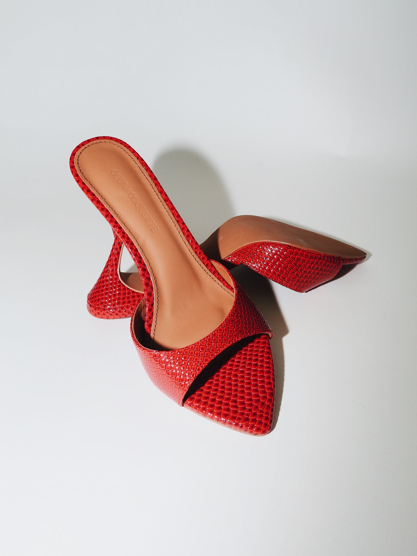 Gia Red Reptile Vegan Mules 80 mm