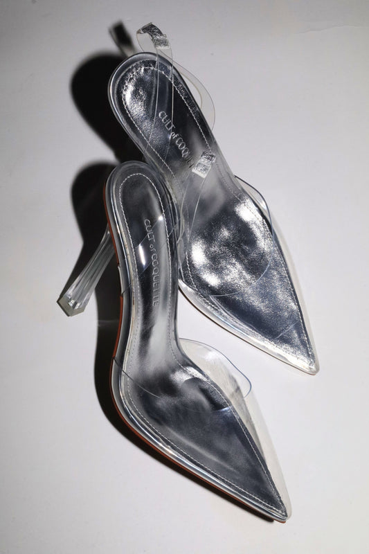 Madeline Clear Pointed Slingback Pumps 110 mm