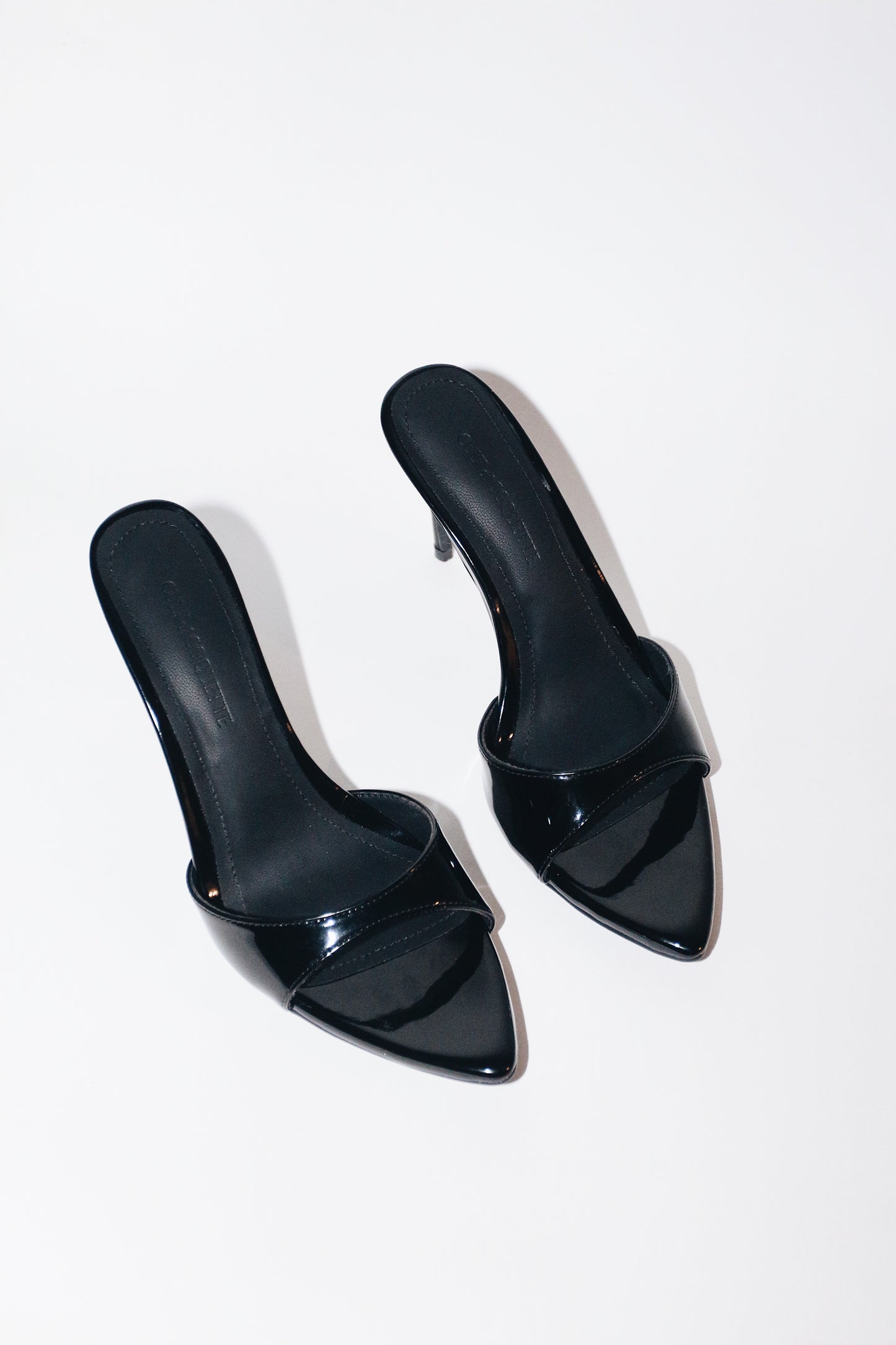 Gia Black Patent Leather Vegan Mules 80 mm