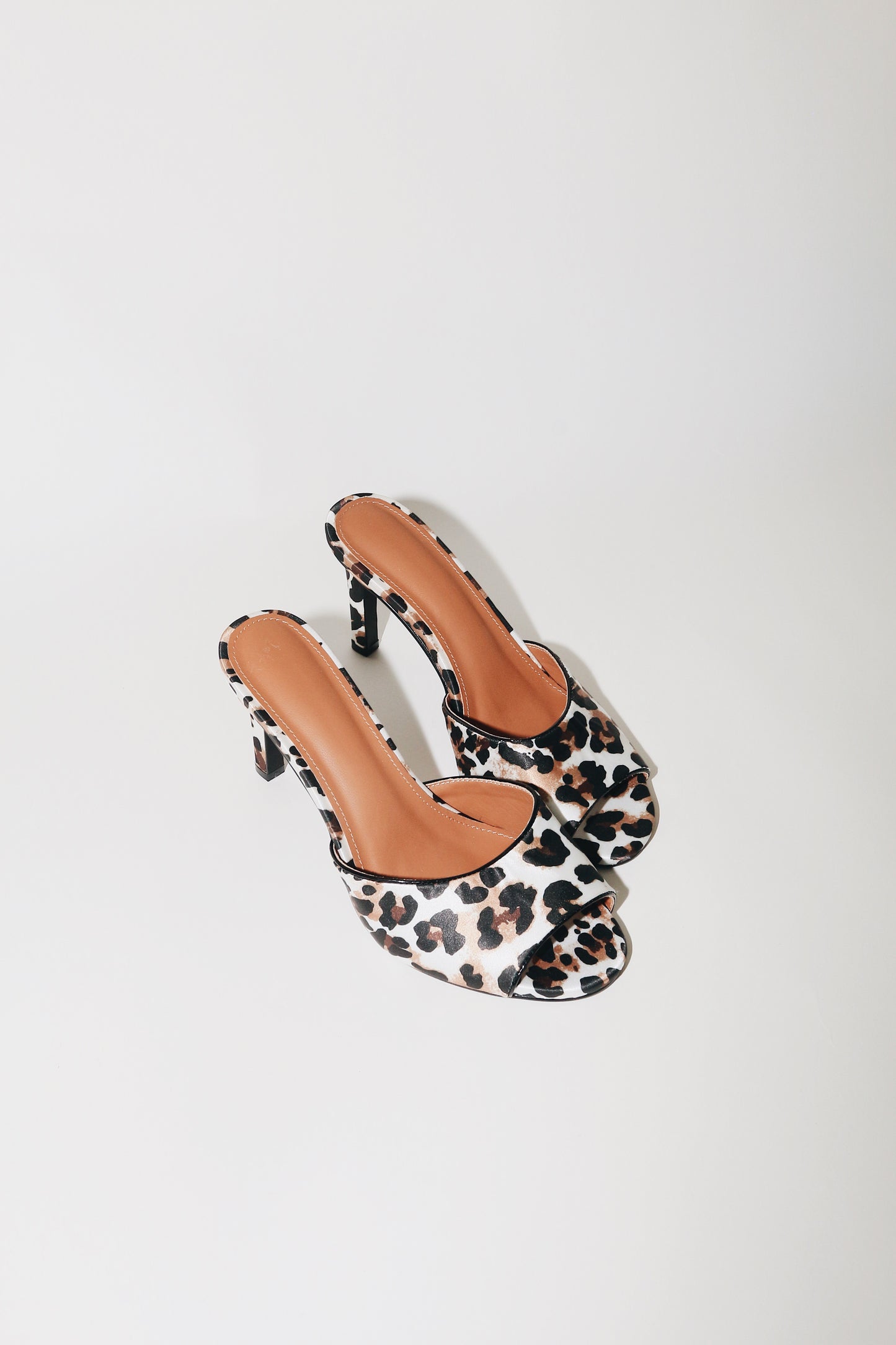 Lola White Leopard Satin Mule 85 mm