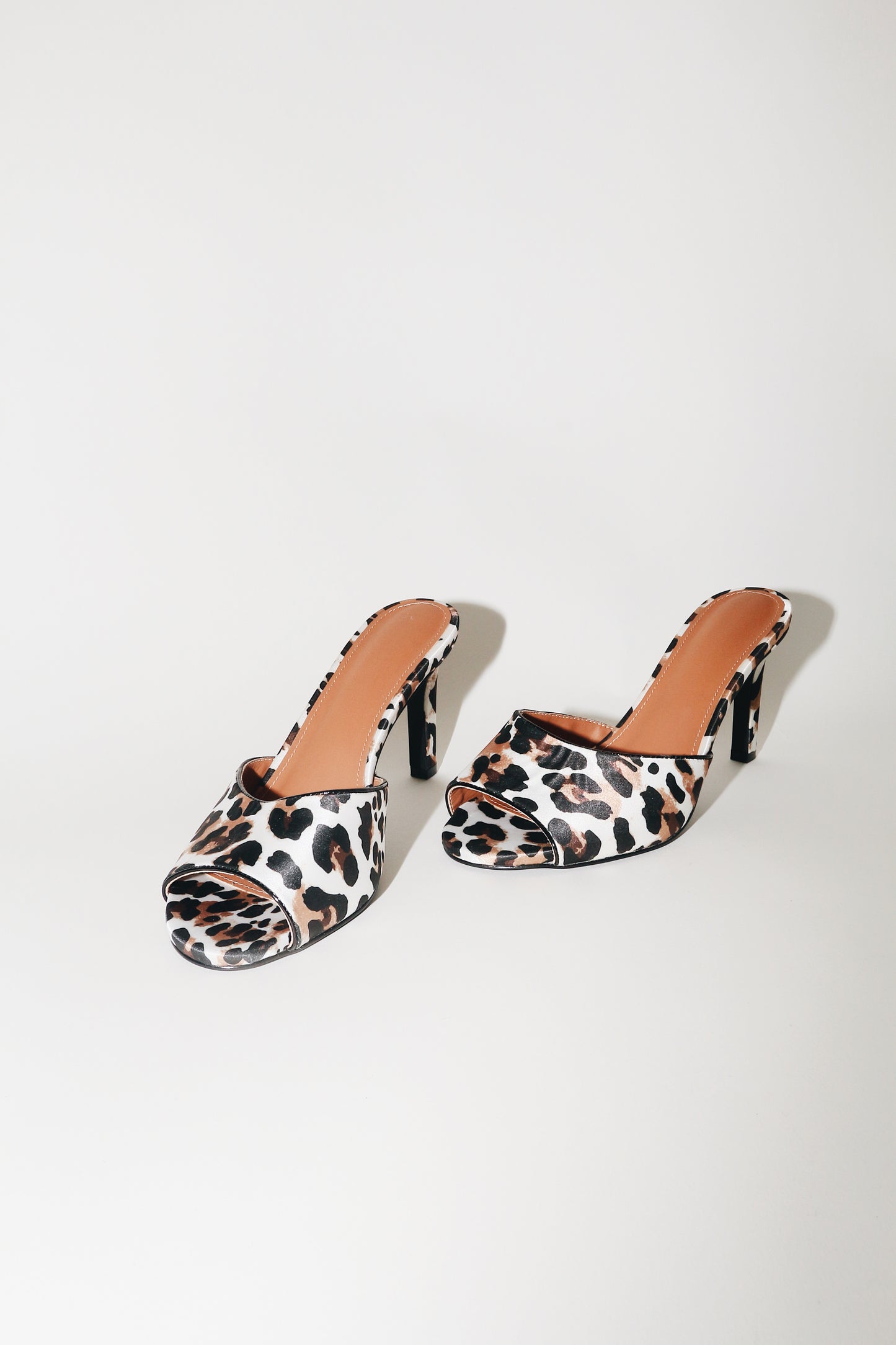 Lola White Leopard Satin Mule 85 mm