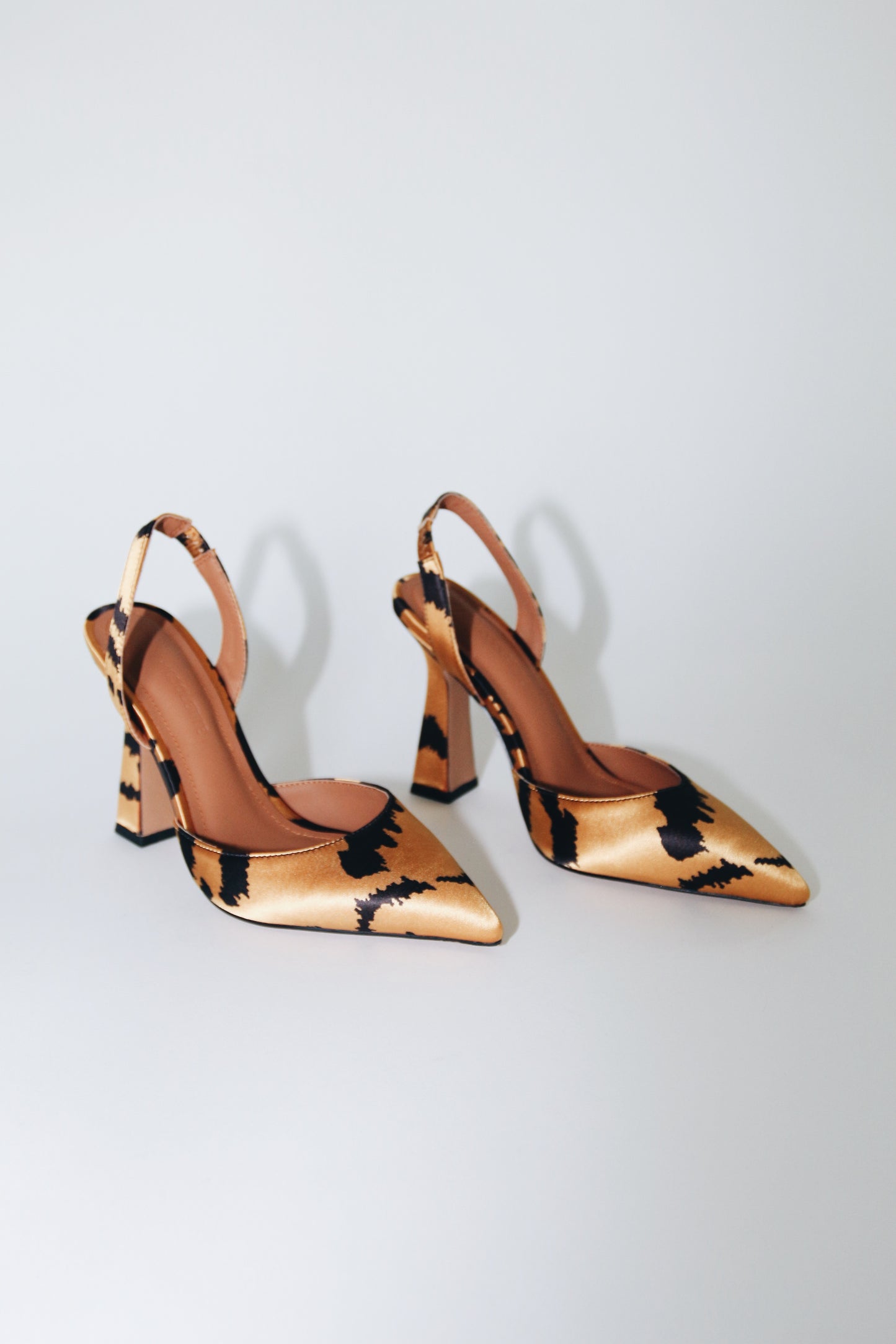 Farah Vegan Satin Tiger Print Slingbacks