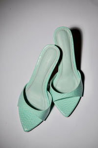 Gia Seafoam Reptile Vegan Mules 80 mm