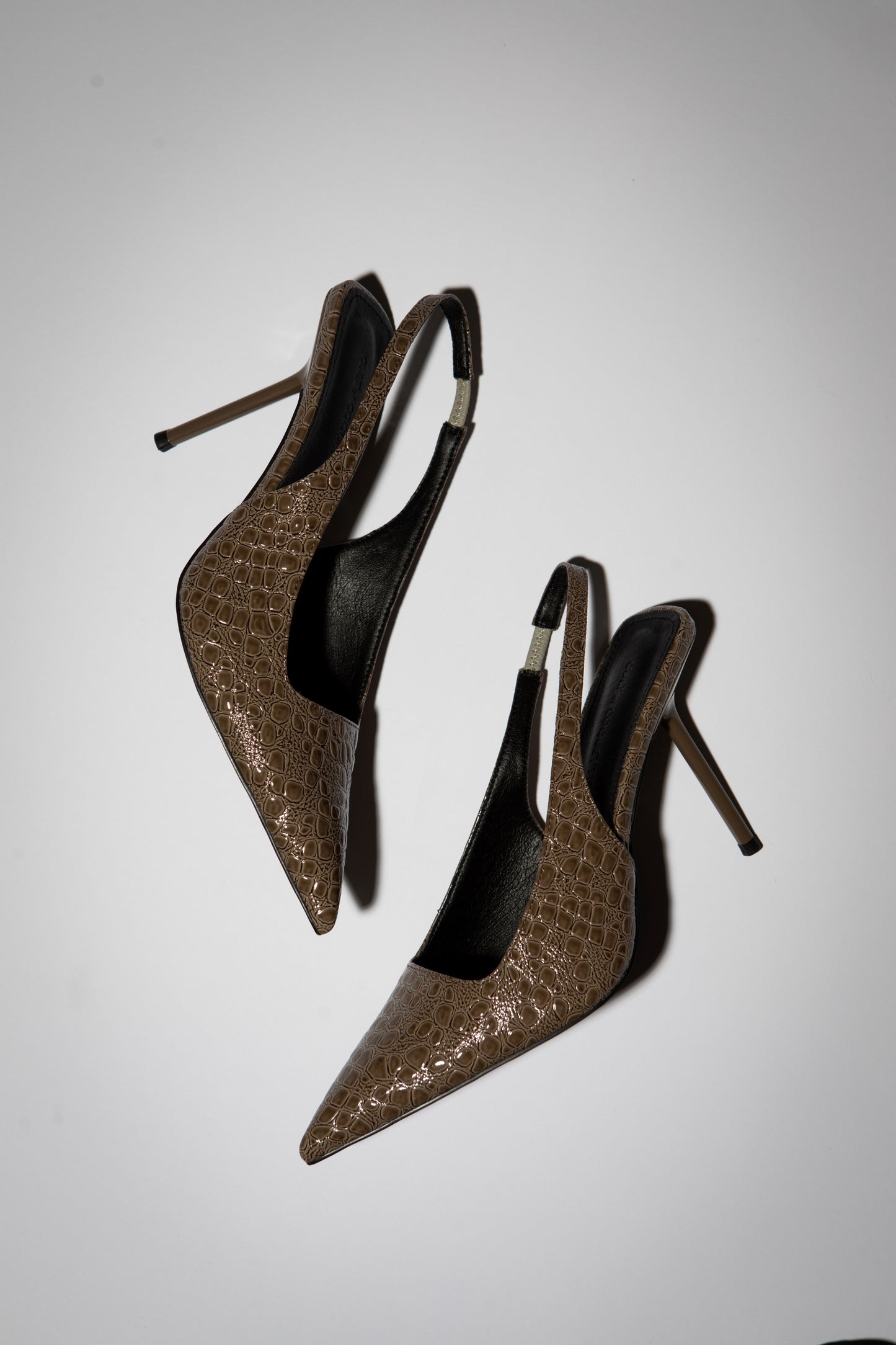 Elsa Slingback Pump Taupe Croc Patent 100 mm