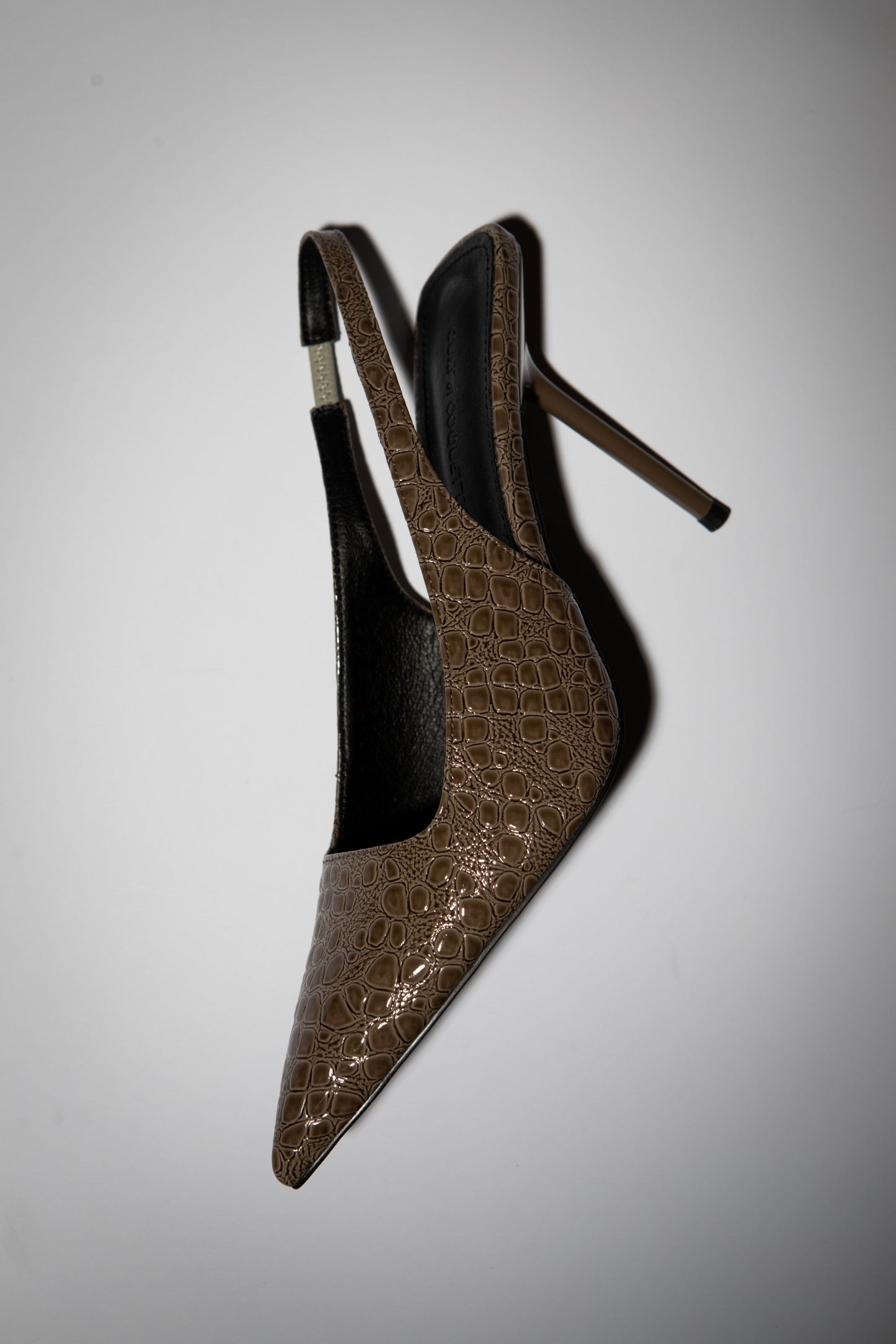 Elsa Slingback Pump Taupe Croc Patent 100 mm