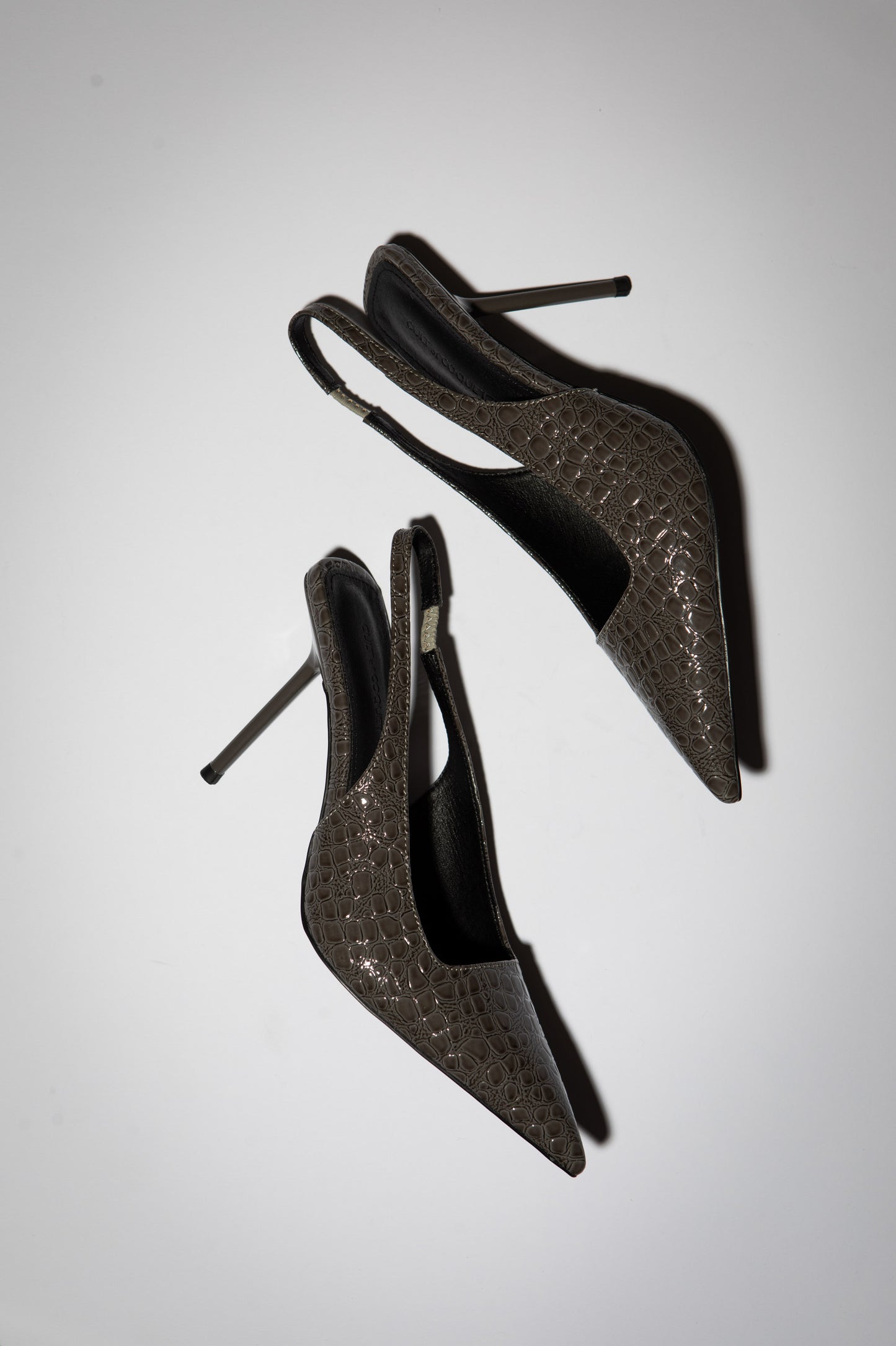 Elsa Slingback Pump Grey Croc Patent 100 mm