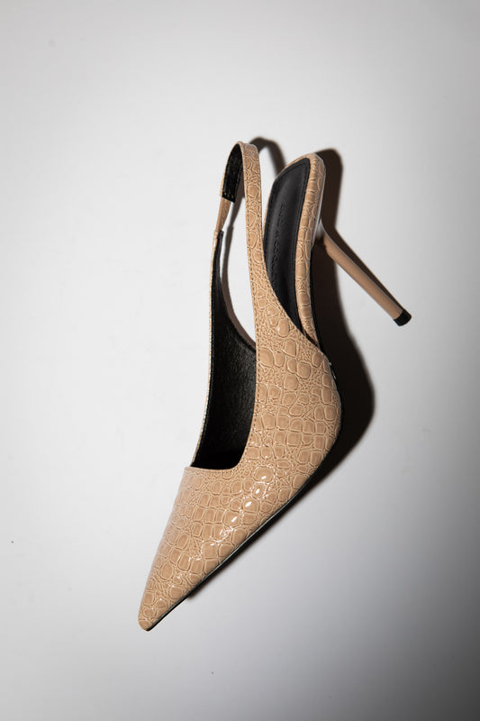 Elsa Slingback Pump Nude Croc Patent 100 mm