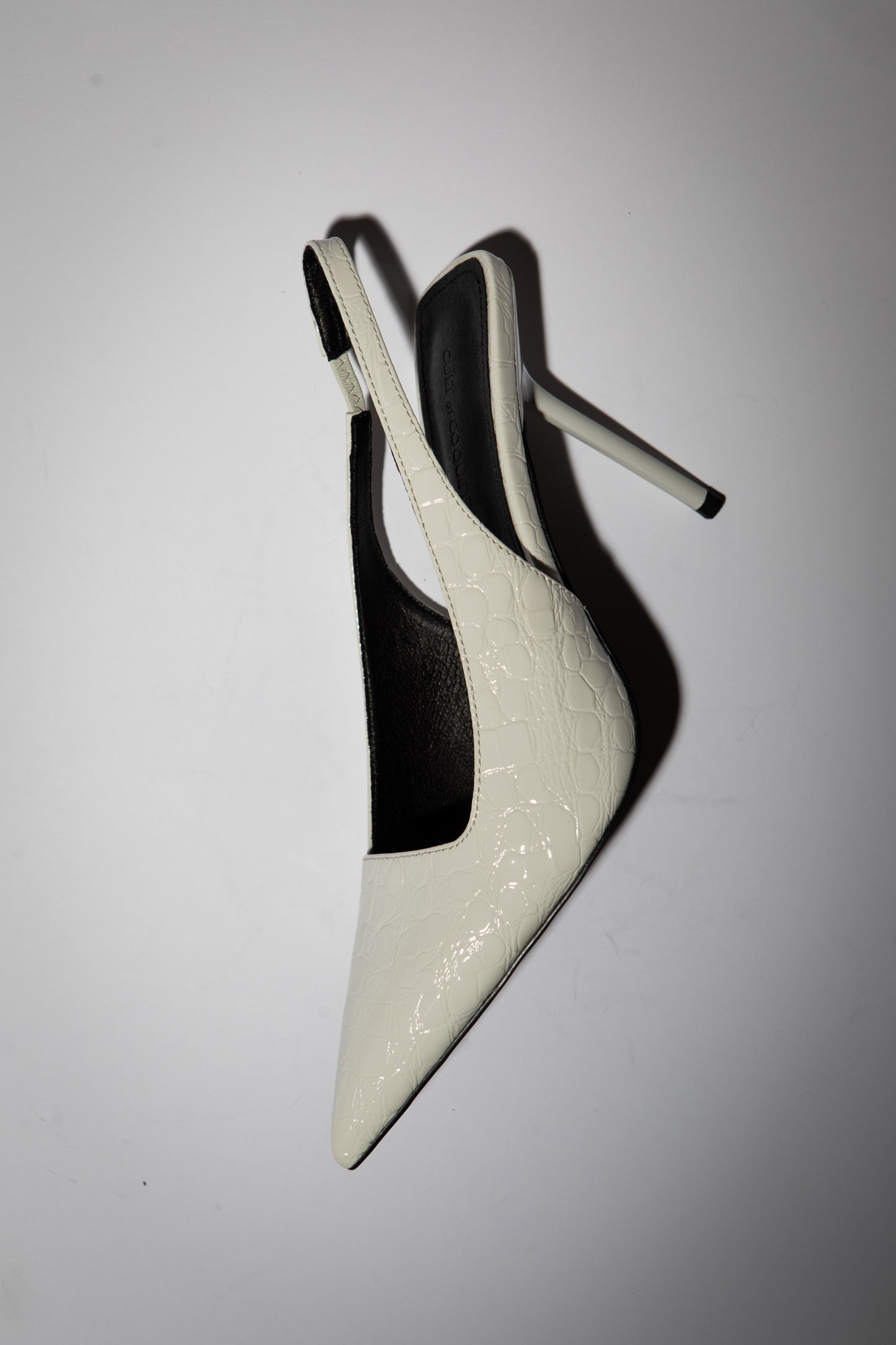 Elsa Slingback Pump White Croc Patent 100 mm