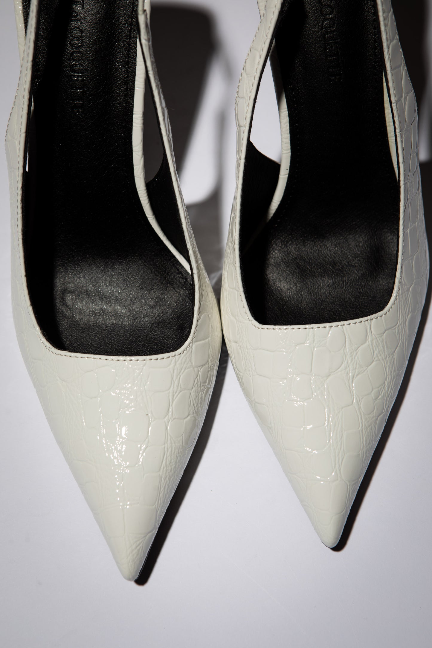 Elsa Slingback Pump White Croc Patent 100 mm