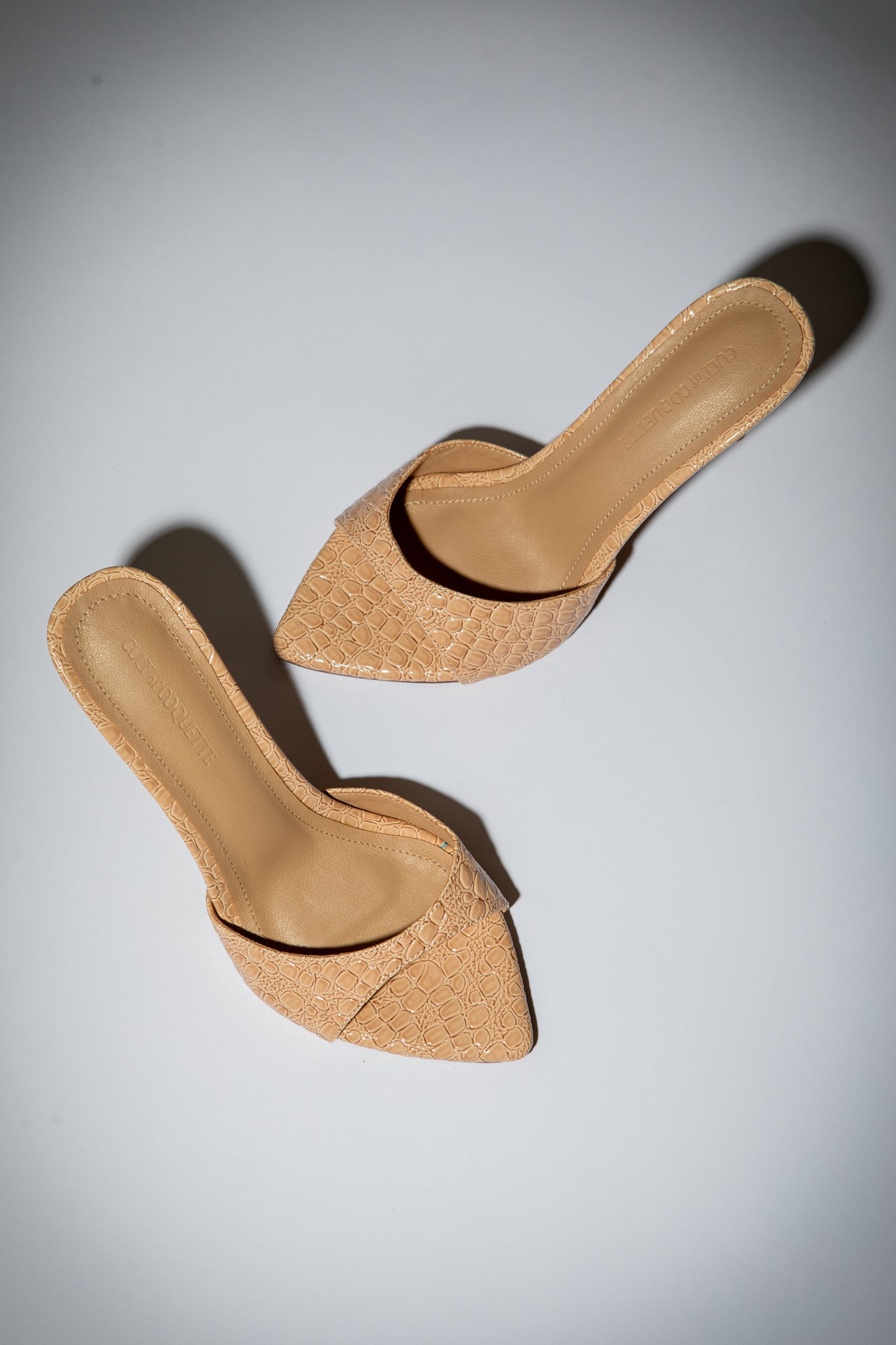 Gia Nude Croc Patent Vegan Mules 80 mm