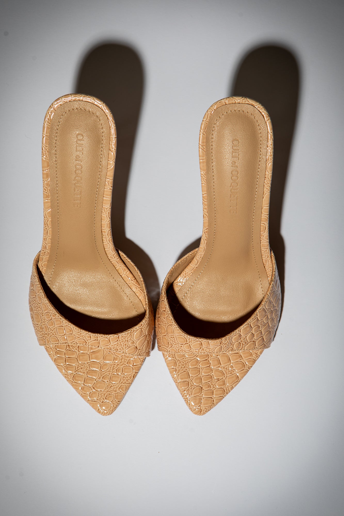 Gia Nude Croc Patent Vegan Mules 80 mm