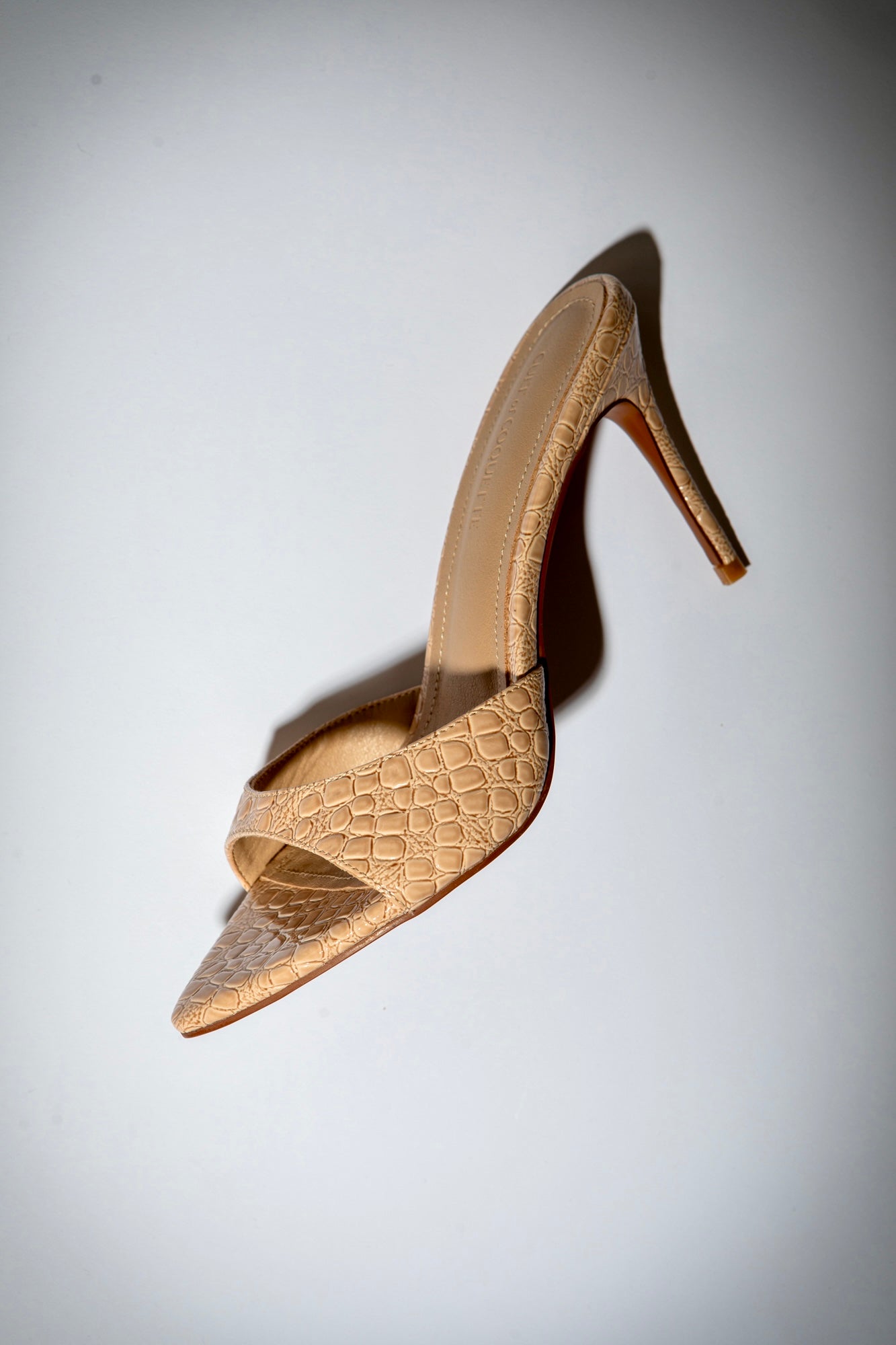 Gia Nude Croc Patent Vegan Mules 80 mm