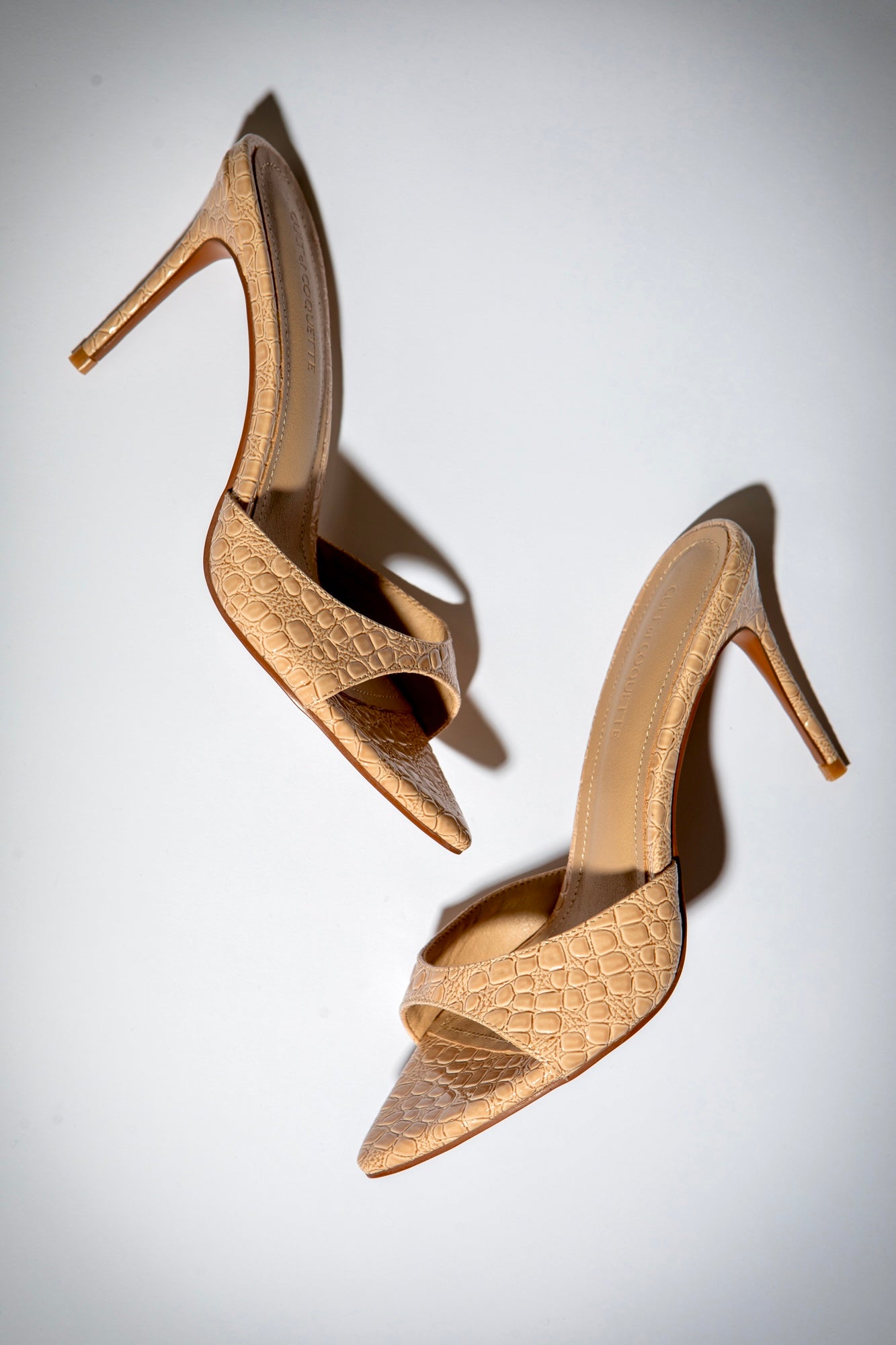 Gia Nude Croc Patent Vegan Mules 80 mm