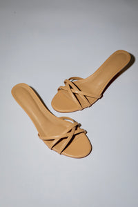 Romy Nude Strappy Kitten Mules 40 mm