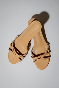 Romy Nude Strappy Kitten Mules 40 mm