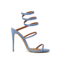 Aphrodite Blue Denim Wrap Open Toe Heels