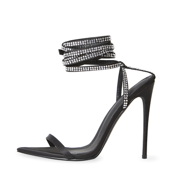 Rosie Black Satin Crystal Heels