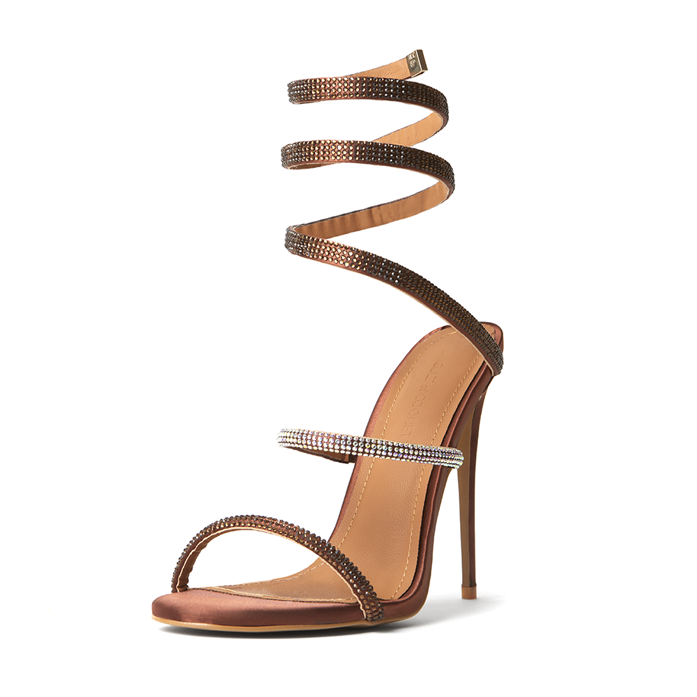 brown open toe heels