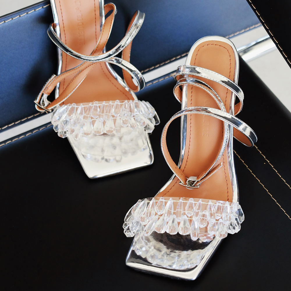 MICHAEL KORS Outlet: Michael Lucia sandals in laminated leather with  rhinestones - Silver | MICHAEL KORS heeled sandals 40S3LCHS1M online at  GIGLIO.COM