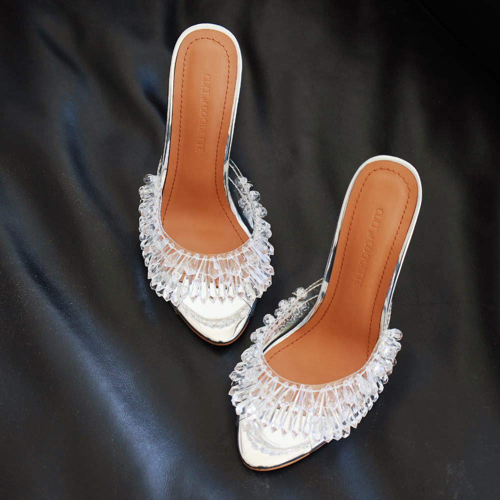 Goldie Clear Drip Chandelier Open Toe Mules 120 mm