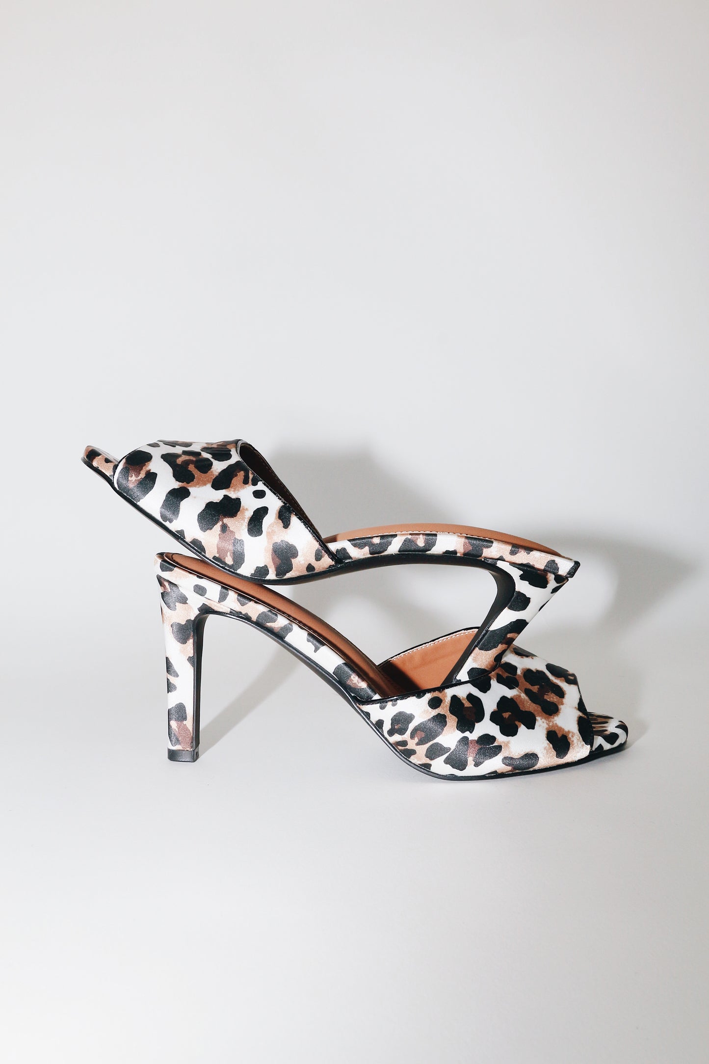 Lola White Leopard Satin Mule 85 mm