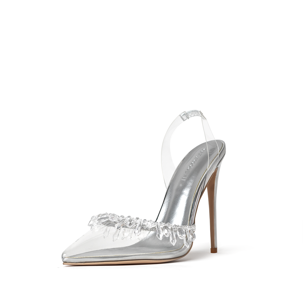 Candice Clear Drip Chandelier Slingback