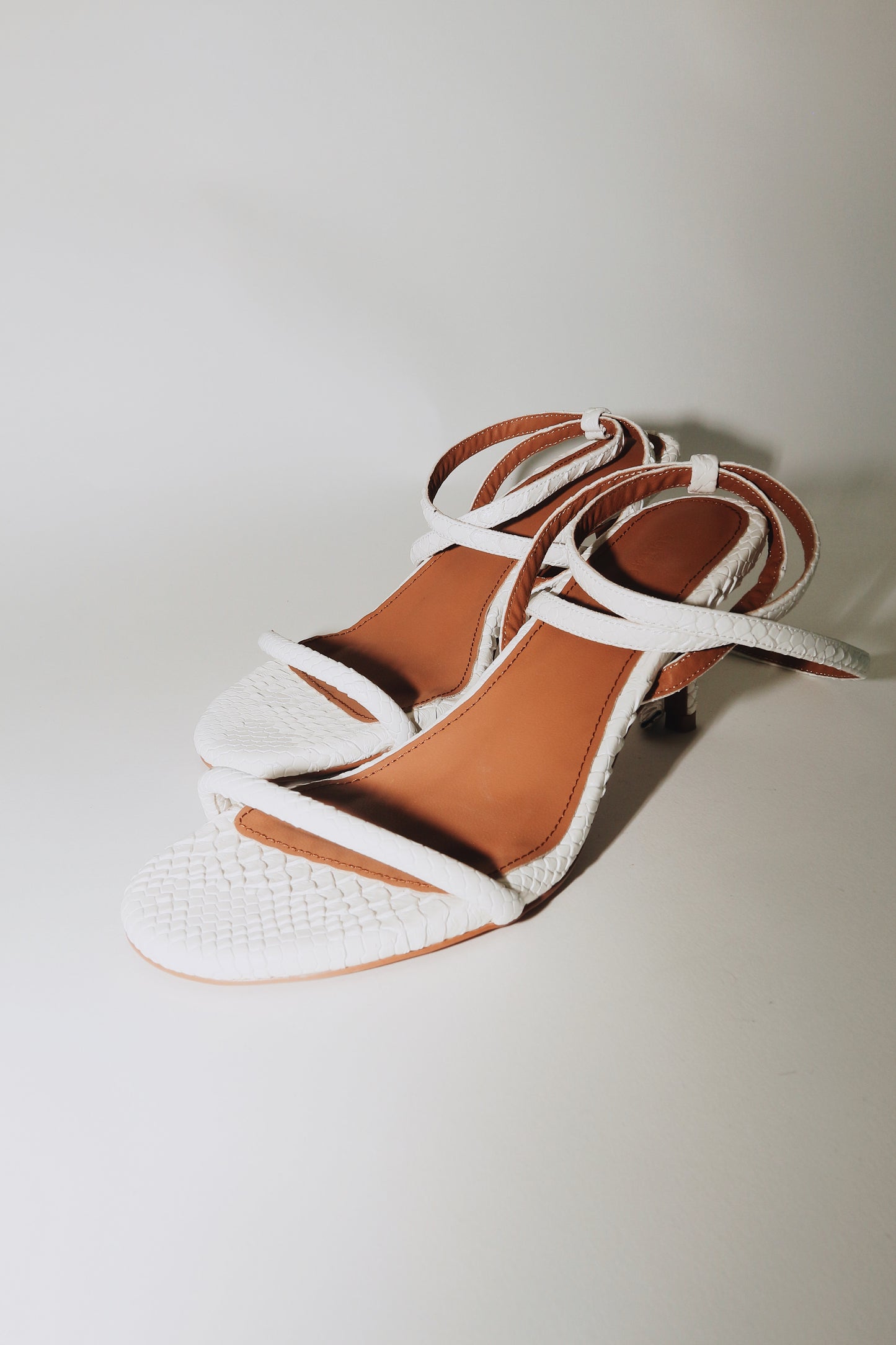 Tonia White Reptile Kitten Heel Sandal 60 mm