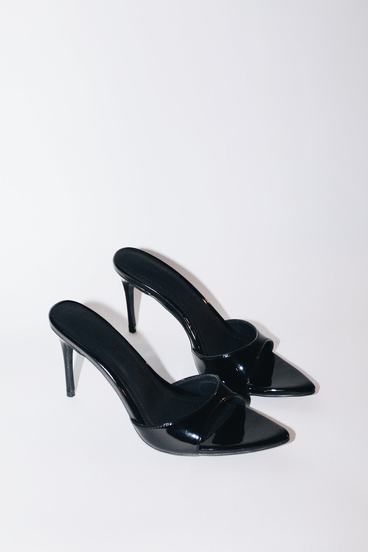 Gia Black Patent Leather Vegan Mules 80 mm