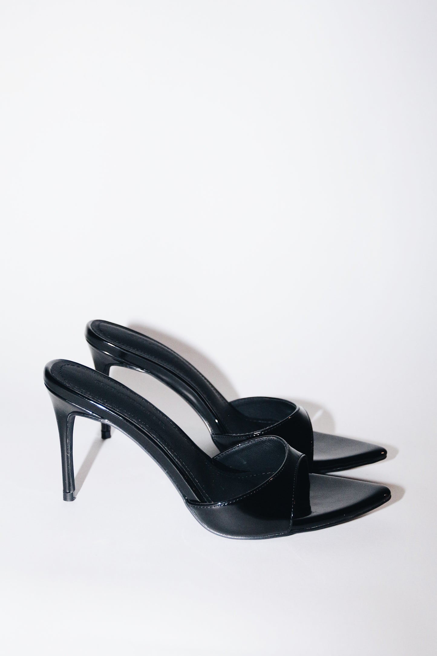 Gia Black Patent Leather Vegan Mules 80 mm