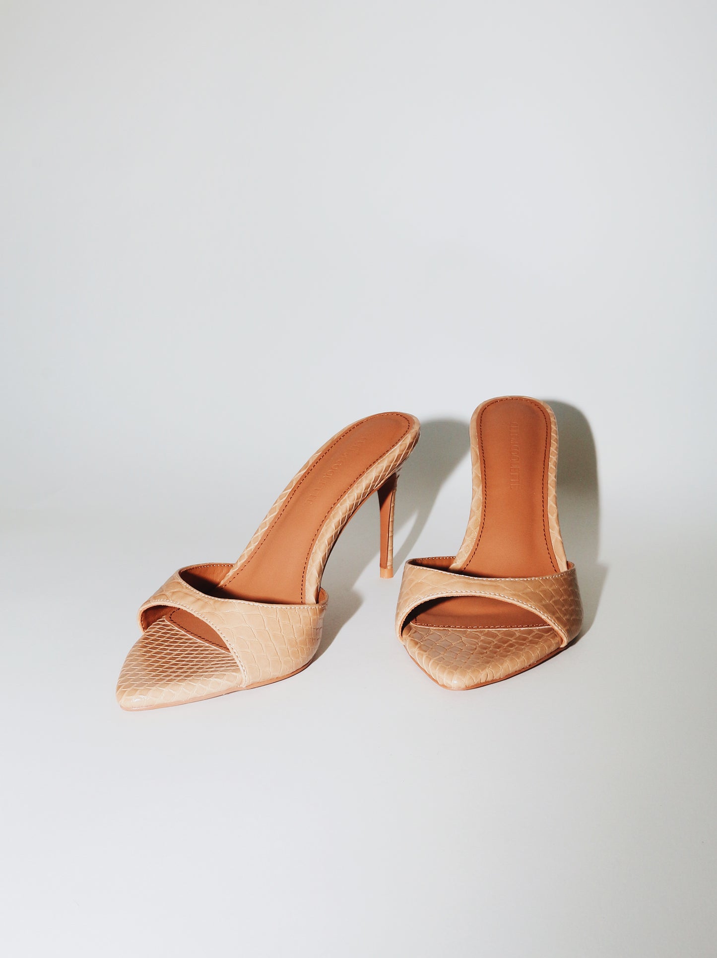 Gia Nude Reptile Vegan Mules 80 mm