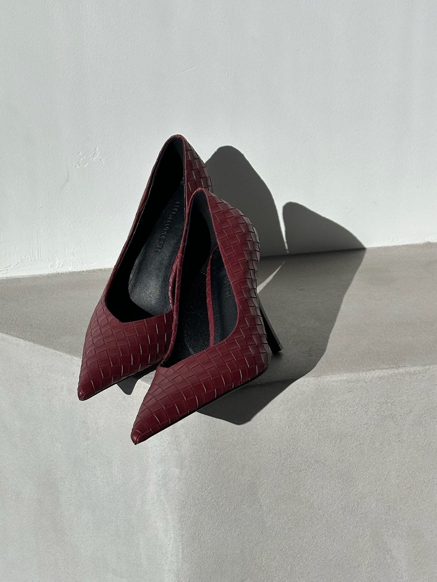 Chloe Wine Woven Pumps 105 mm