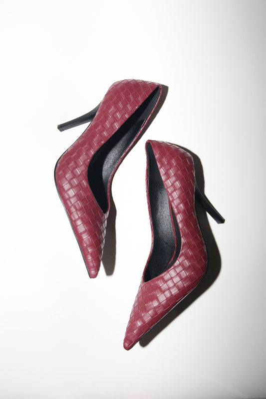 Chloe Wine Woven Pumps 105 mm