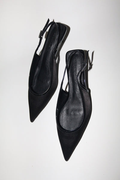 Jenna Black Satin Kitten Heel Slingback 40 mm Cult of Coquette Jenna Black Satin Kitten Heel Slingback 40 mm Cult of Coquette