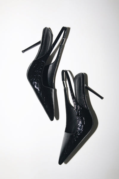 パンプス MONTECARLO PUMP SLINGBACK Elsa Slingback Pump Black Croc Patent 100 mm – Cult of Coquette