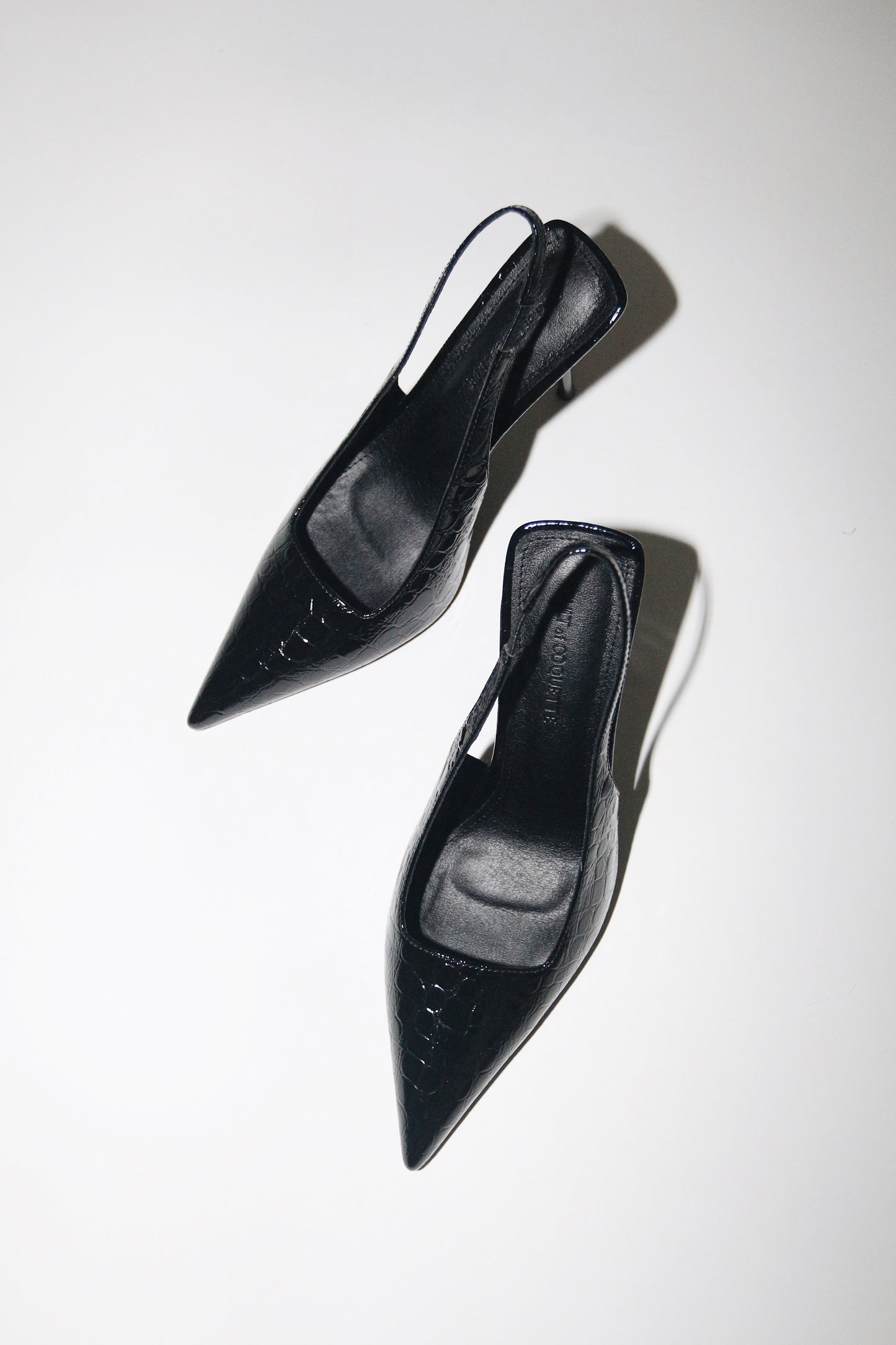 Elsa Slingback Pump Black Patent Stone 100 mm