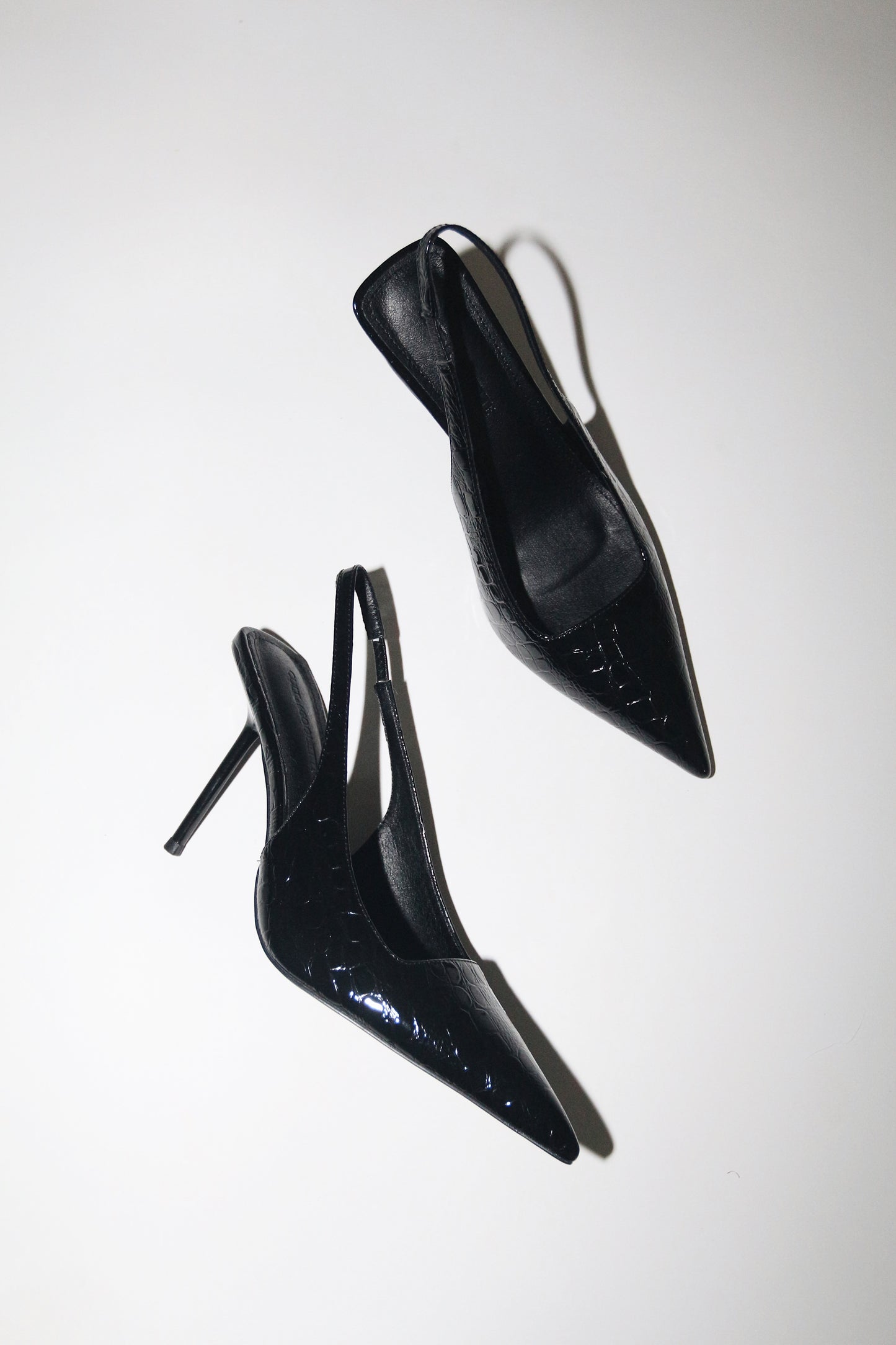 Elsa Slingback Pump Black Patent Stone 100 mm