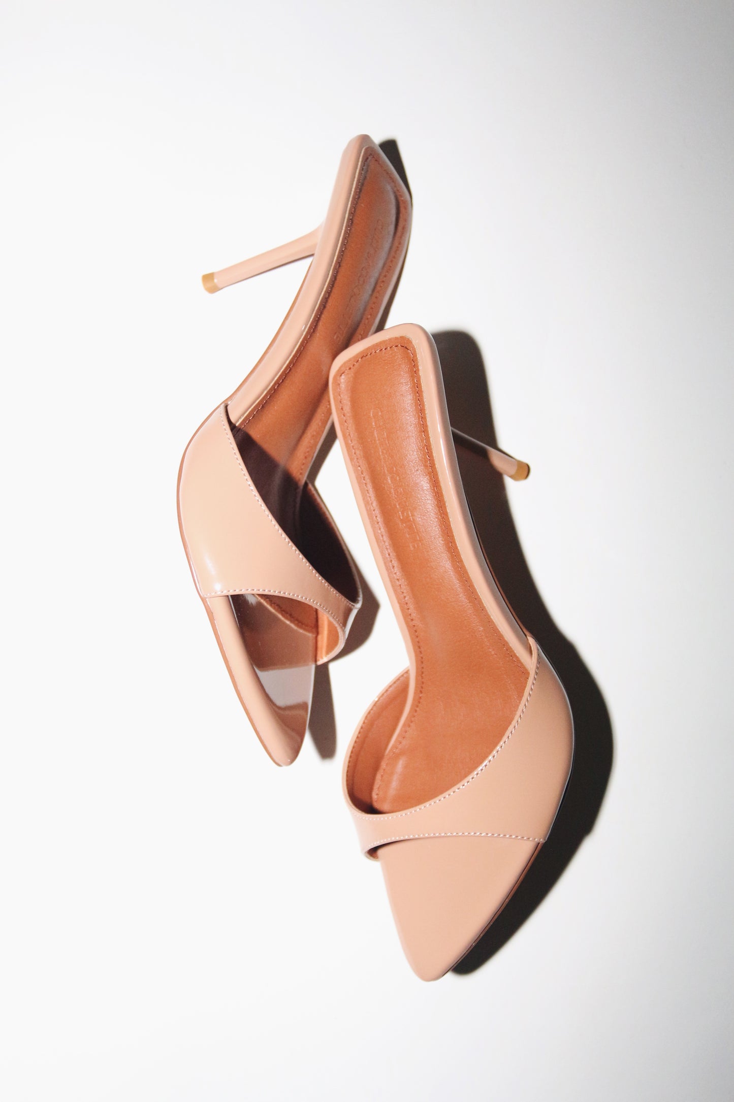 Zena Nude Patent Vegan Mules 80 mm