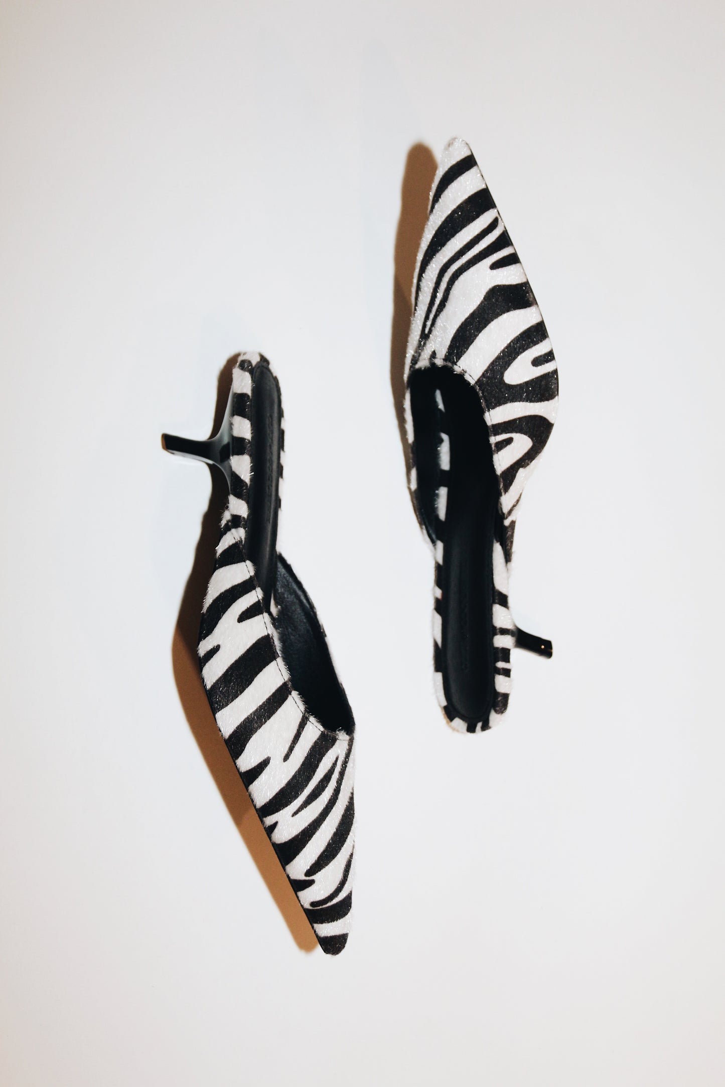 Nadia Zebra Vegan Pony Hair Kitten Mule 50 mm