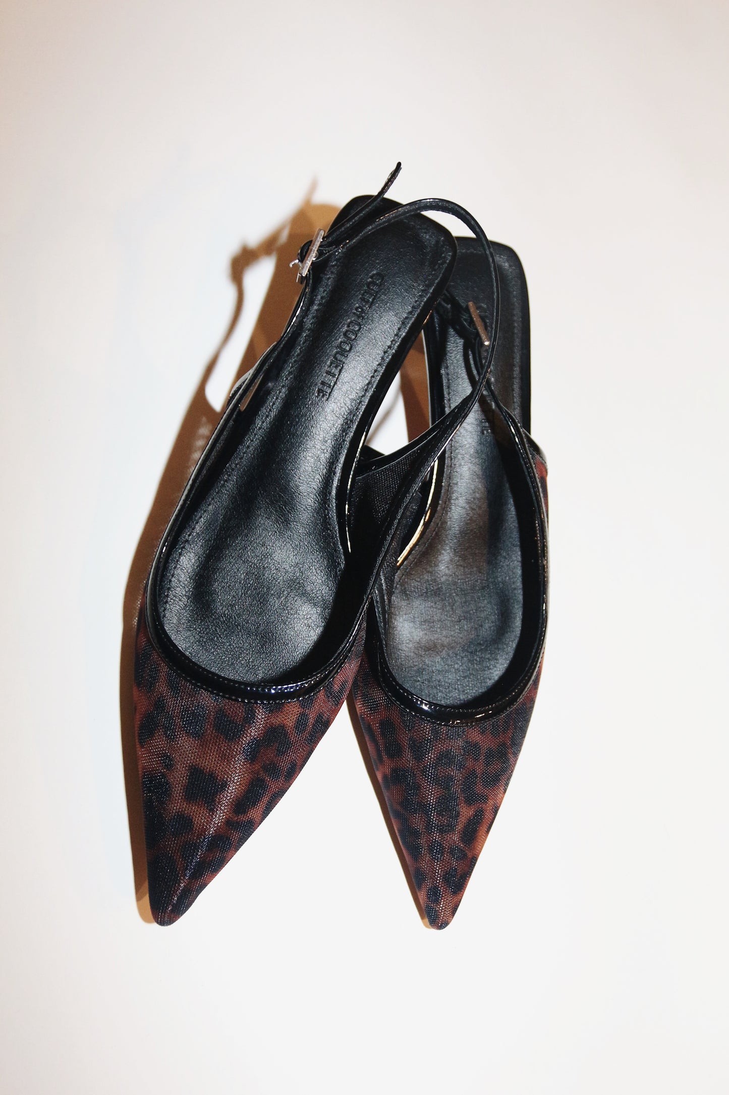 Jenna Mesh Leopard Kitten Heel Slingback 40 mm