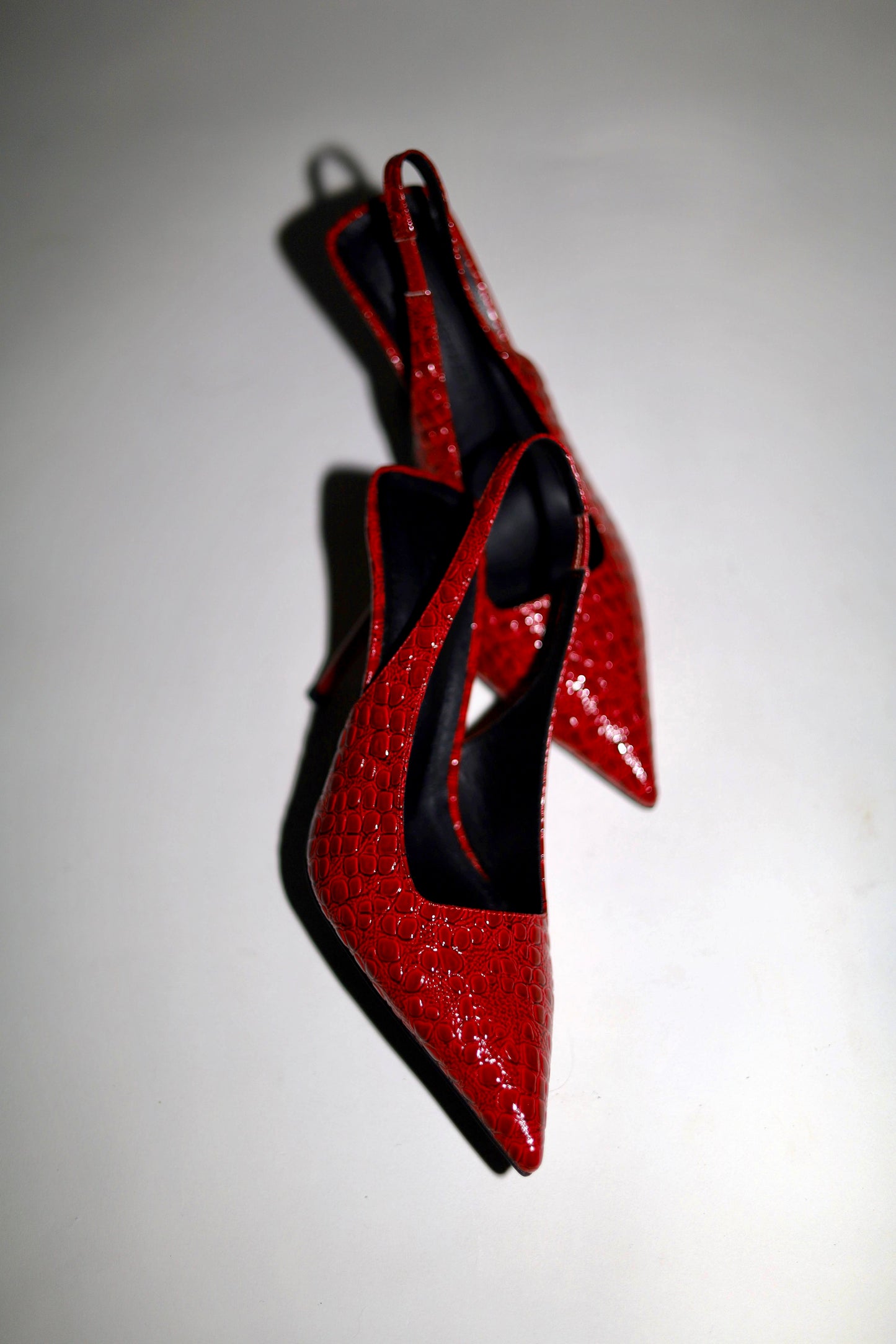 Elsa Slingback Pump Red Croc Patent 100 mm