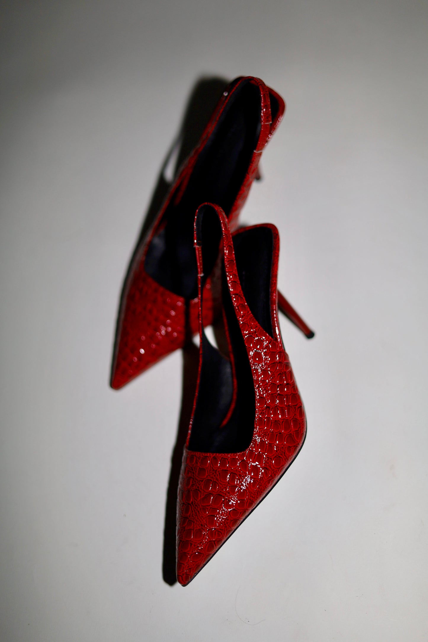 Elsa Slingback Pump Red Croc Patent 100 mm